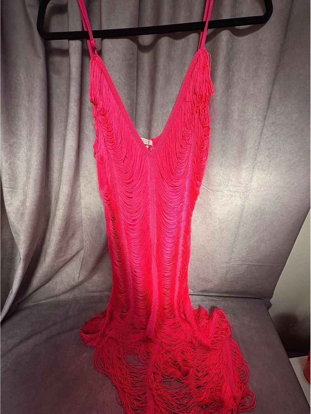 Dress Decode Hot Pink Fringe Bodycon Dress 2XL NWT